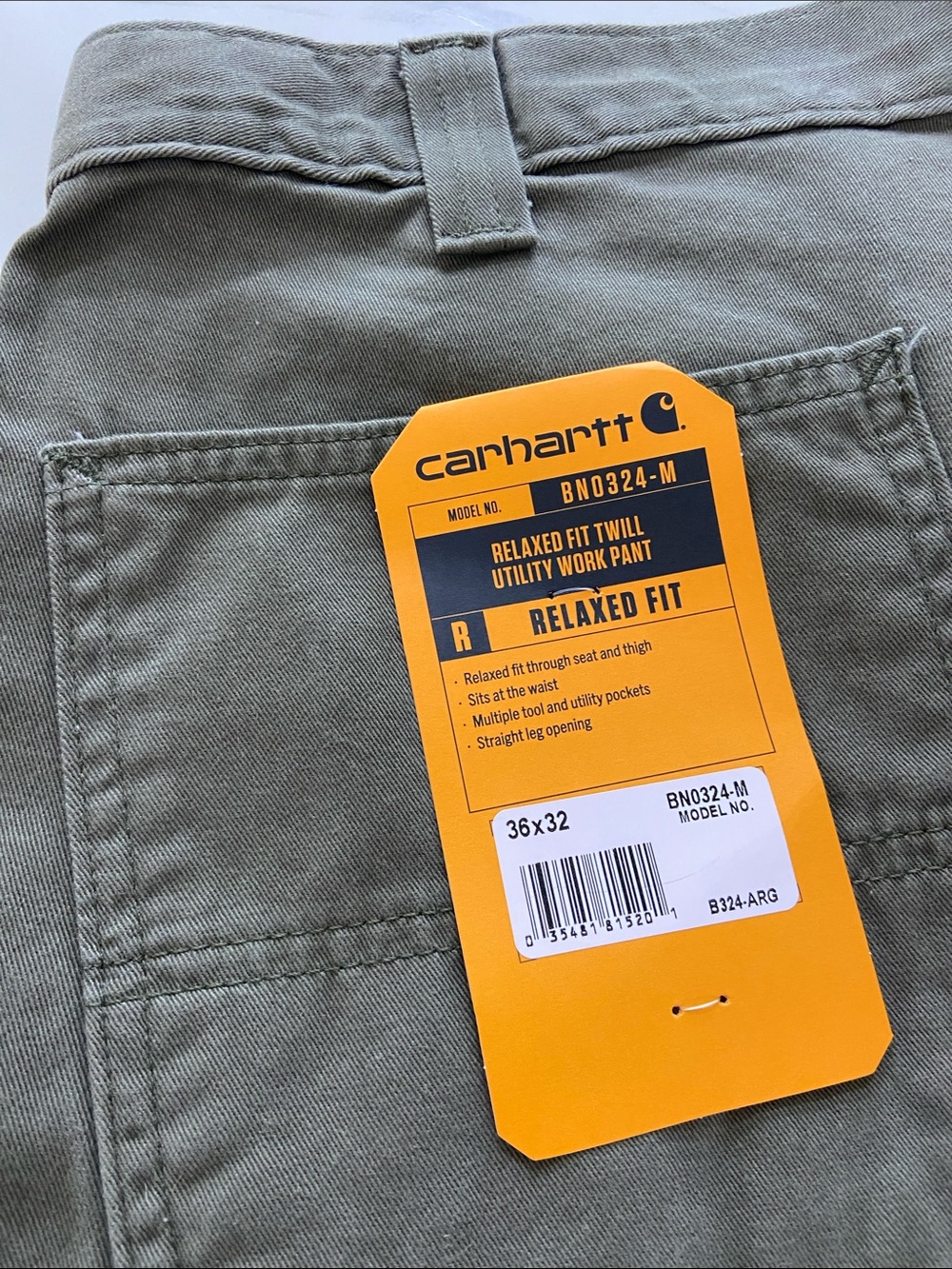 Carhartt Olive Green Relaxed Fit Work Pants - Picture 3 of 16